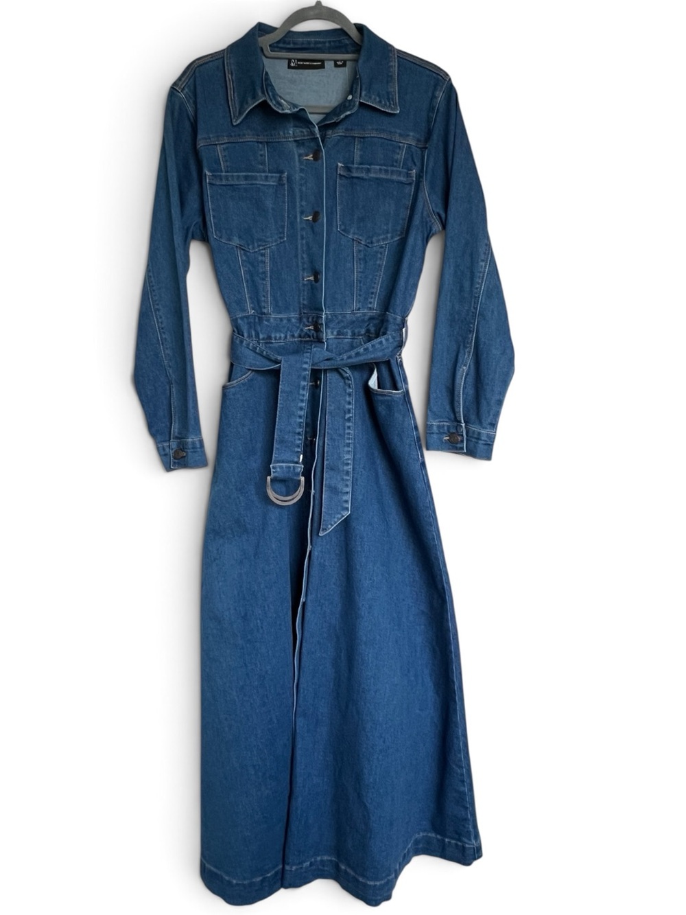 New York & Company Blue Denim Maxi Shirt Dress, Size Small NWT